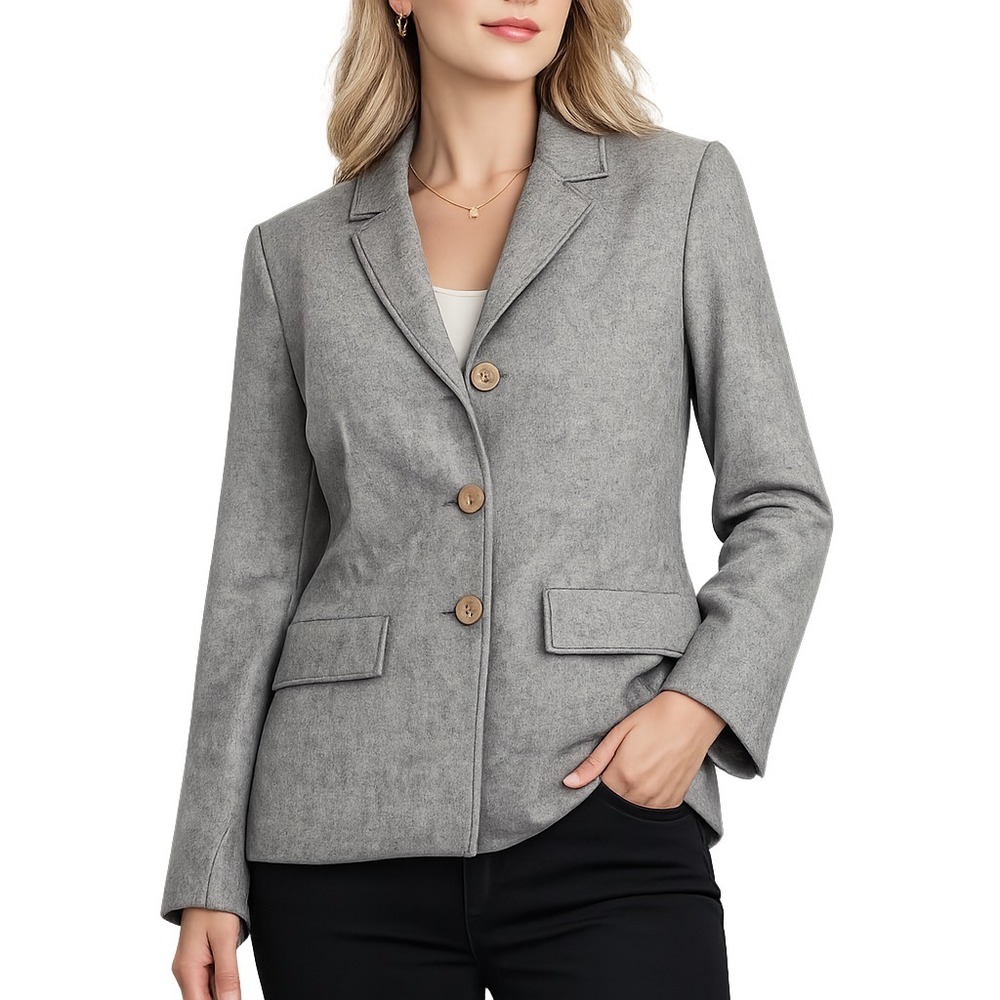 VTG Harve Benard Sport Womens 8 Gray Wool Blazer Jacket Lined Classic Career